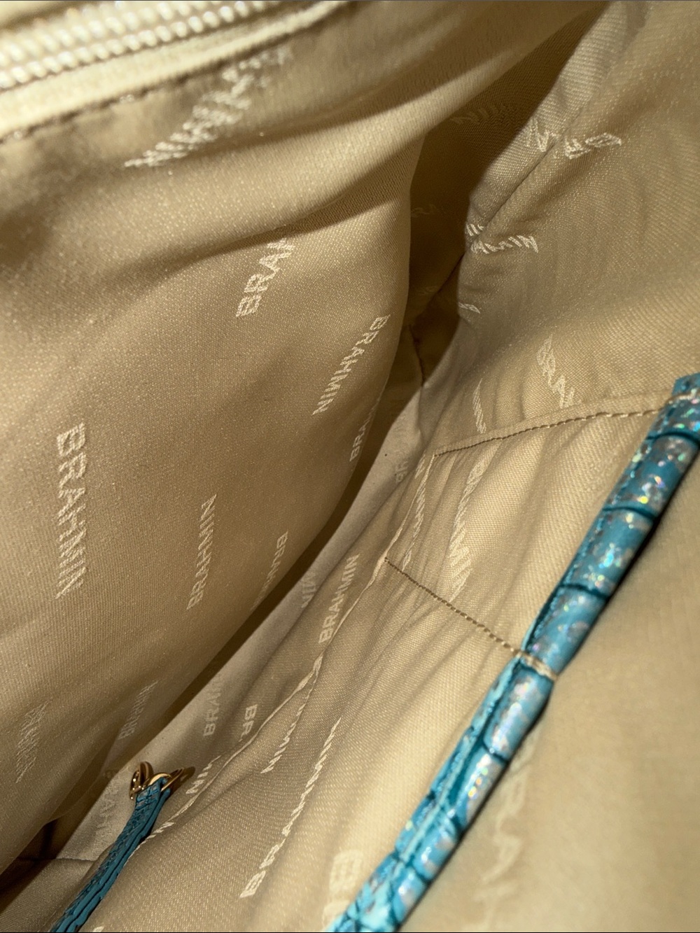 Brahmin Artic Blue Melbourne Croc-Embossed Leather Crossbody with Gold Hardware - Picture 14 of 15